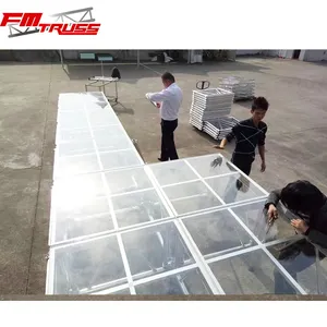 Luxury Wedding Glass Stage Platform , Aluminium Transparent Plexiglass Beautiful Glass Stage