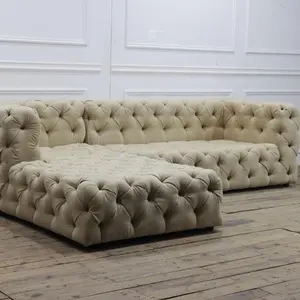 L şekli kanepe dikey köşe kumaş klasik düğmesi tafting tuval renk chesterfield koltuk kanepe