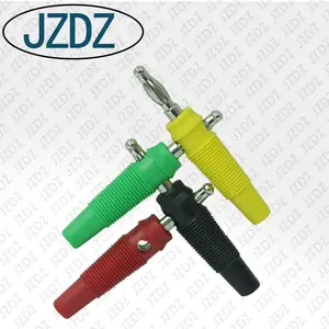 JZDZ J.10018ปลั๊กกล้วยแบบซ้อนได้,สกรูล็อกรูปทรงโคมไฟ4มม. พร้อมปลอก PVC