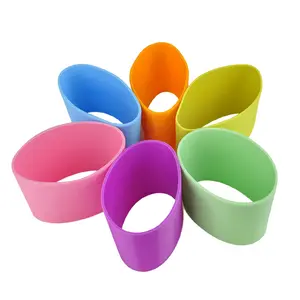  5pcs Silicone Nonslip Heat Resistant Reusable Coffee Cup Sleeve  Protector Cover Glass Bottle Mug Cup Sleeve(Random Color): Home & Kitchen