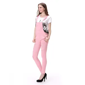 Style de mode Rose Longue Femme Denim Salopette & Jeans Pour Jeune Fille