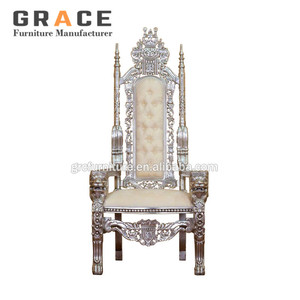 Harga Pabrik Mewah <span class=keywords><strong>Baroque</strong></span> Hitam Emas Tinggi Kembali Putri Lion King Kursi Takhta untuk Pernikahan - Product Image 2