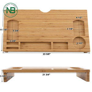Support d'écran en bambou avec organisateur de rangement, support pour <span class=keywords><strong>ordinateur</strong></span> <span class=keywords><strong>portable</strong></span>, téléphone <span class=keywords><strong>portable</strong></span>, téléviseur, <span class=keywords><strong>imprimante</strong></span>, support de bureau, conteneur pour écran - Product Image 4