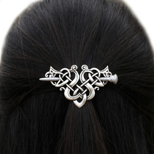 Pince à <span class=keywords><strong>cheveux</strong></span> DIY en alliage de zinc argenté antique, motif dragon <span class=keywords><strong>viking</strong></span>, accessoires de mode pour femmes - Product Image 2