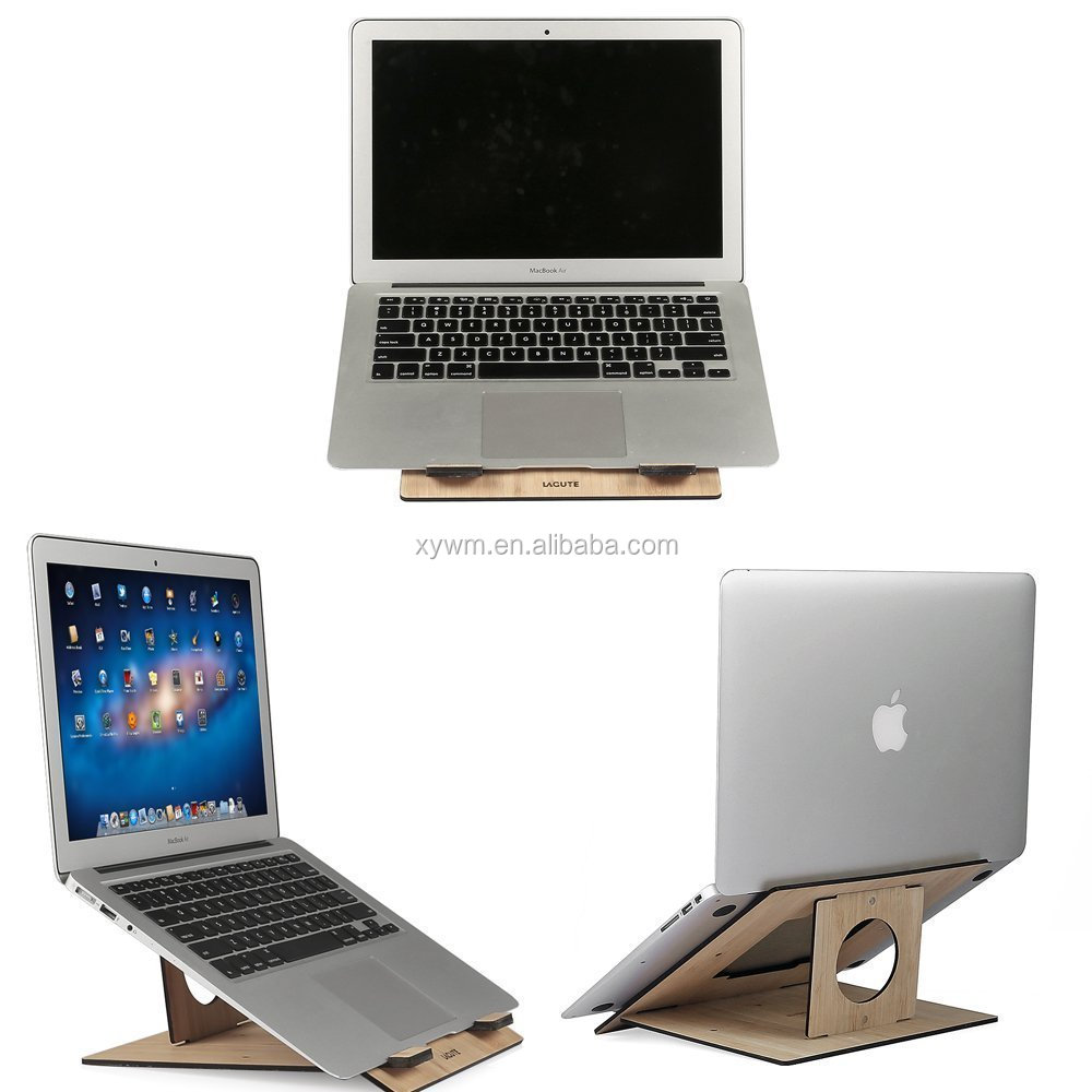 Bamboo Laptop Stand for Desk, Portable Stand for Notebook Pad Macbook Pro