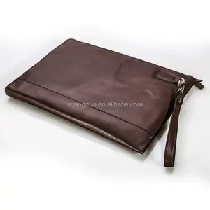 Bolso de cuero hecho a mano de alta calidad para documentos, bolso de mano con cremallera, bolso de archivo