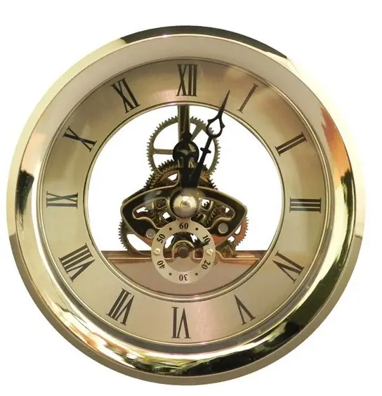 Reloj de esqueleto de 103mm, movimiento de reloj redondo dorado, compatible con ups