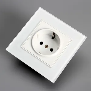 Branco cristal de vidro 13A poder montado socket Europeia tomada de parede Alemão