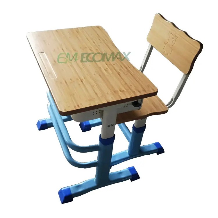 Mobili per la scuola di bambù scrivania in aula con sedie singole e doppie di bambù desktop di fabbrica eco-friendly