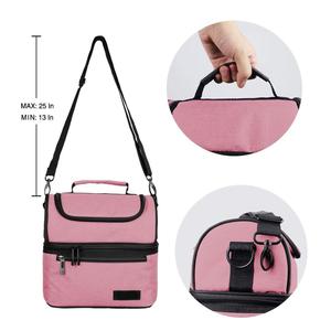 Pink <strong>Double</strong> <strong>Layer</strong> Insulated Cooler <strong>Lunch</strong> Bag For Picnic Camping Travel - Product Image 3
