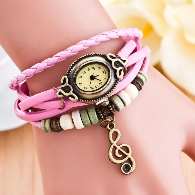 Hot selling women's fashion casual watch retro vintage pendant watch with quartz bracelet watch