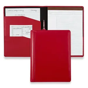 Mode merah dua proyek file folder saku folder PU kulit dengan catatan pad bagus kulit hadiah kantor