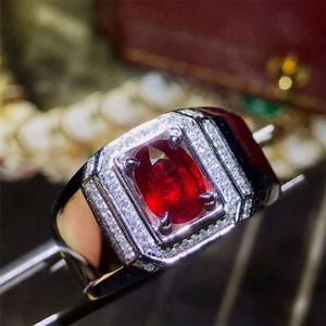 Đá Quý Bán Buôn Sang Trọng 18K Vàng Nam Phi Bất Kim Cương 1.1ct Tự Nhiên Pigeon Máu Sống Động Đỏ <span class=keywords><strong>Ruby</strong></span> <span class=keywords><strong>Ring</strong></span> Cho Nam Giới - Product Image 2