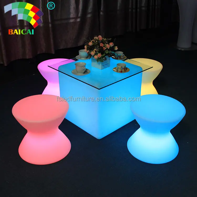 Venta al por mayor de sillas para eventos y bodas LED recargables, muebles para eventos LED para fiesta de alquiler