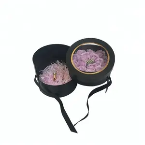 Su misura a doppio strato regalo fiore rotondo scatola con coperchio IN PVC trasparente - Product Image 1
