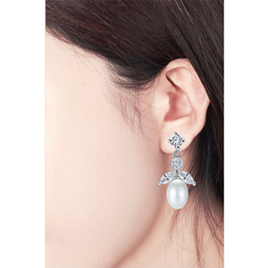 LUOTEEMI qualità Hot New Wedding da sposa bianco CZ colta <span class=keywords><strong>perle</strong></span> d'acqua dolce <span class=keywords><strong>orecchini</strong></span> - Product Image 3