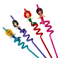 Pailles en PETG de qualité supérieure, réutilisables, amusantes, pour bar, accessoires de fête, décorations d'anniversaire pour enfants, thème sirène