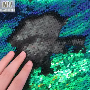 Nanyee Dệt Lộn Lên Óng Ánh Màu Xanh Sequin Màu Xanh Lá Cây Vải