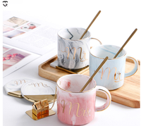 Tasse à café en céramique marbrée avec stylo Phnom Tasse à eau pour amoureux Boîte cadeau Tasses Tasse à thé en céramique avec infuseur 380ml