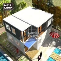 WELLCAMP Maison Conteneur Moderne à Deux Étages en Kit, Vans Conteneurs Vacances, Villa Préfabriquée Personnalisée de Haute Qualité