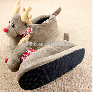 Chaussons d'intérieur chauds en coton pour homme et <span class=keywords><strong>femme</strong></span>, motif renne de Noël, semelle intérieure en peluche, jouets en peluche pour animaux en peluche - Product Image 6