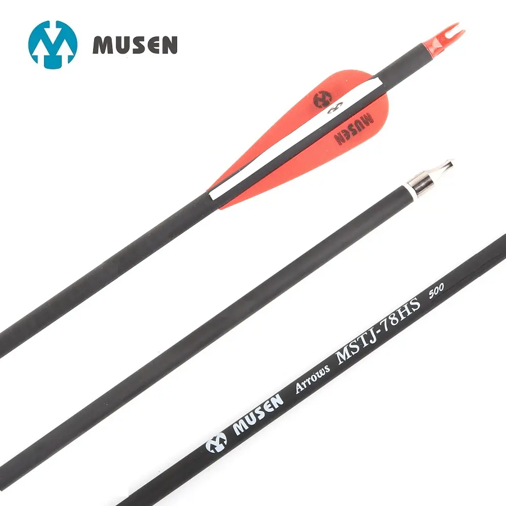 Musen 7.8มม. OD 30 "กระดูกสันหลัง500ลูกศรคาร์บอนสำหรับการยิงธนู Compound/Recurve