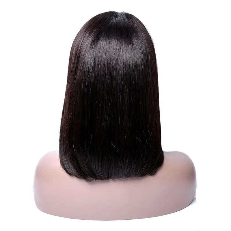 Perruque bob lace front wig naturelle, cheveux humains, vierges, alignés, noirs, sans emmêlement, coupe courte, offre spéciale,