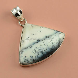 925 Sterling Silver Gemstone Pendant, Natural Dendrite Opal Gemstone Pendant <b>Jewelry</b>, <b>Handmade</b> Silver <b>Jewelry</b> Supplier - Product Image 1