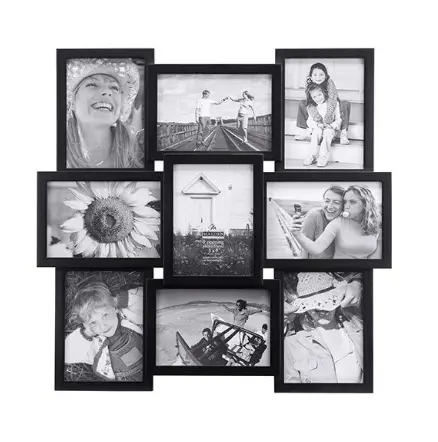 9 Opening 4 × 6 Designs Crossroads Puzzle Black Multi Collage Picture Frame