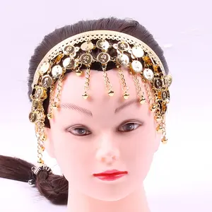 2024 High Quality Custom Middle East Bling Coin Bell Golden Bridge Headband Headdress for Parties Highly-Sought Headwear