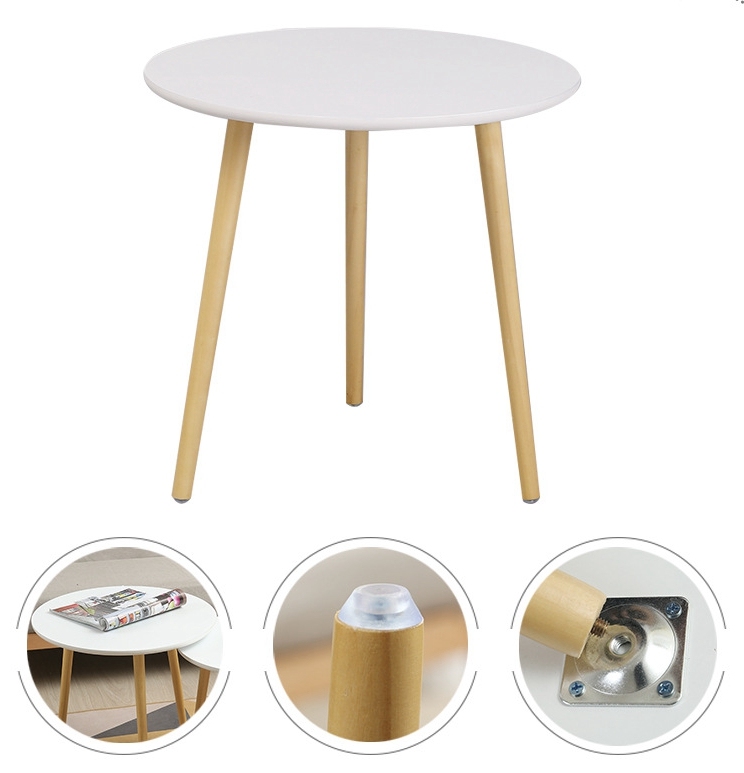 Nidification Bois Moderne Café Tables D'extrémité Décor Table D'appoint pour Meubles De Salon (Blanc, Lot de 2)