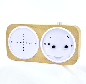 Hình Chữ Nhật Đôi Mặt Đồng Hồ Để Bàn Gỗ Với Nhiệt Kế Và Ẩm Kế - Product Image 5