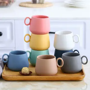 Mug Keramik Kopi Susu KOPI KOPI KOPI KOPI KOPI Matte Scrub Matte Warna Solid Macaron Sederhana MINI, Mendukung Logo Khusus.