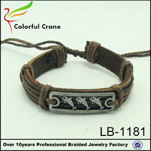 Delfín al por mayor pulsera del encanto, pulsera de cuero - Product Image 1