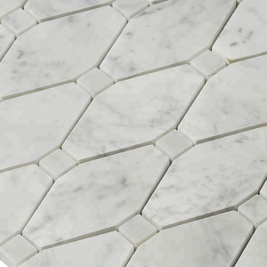 Carrelage mural de salle de bain <span class=keywords><strong>Douche</strong></span> plancher dosseret De Cuisine <span class=keywords><strong>Italienne</strong></span> en marbre Blanc Bianco Carrara Octave mosaïque - Product Image 3