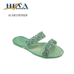 Sandali in gelatina a due cinturini moda <span class=keywords><strong>donna</strong></span> sandali piatti con strass punta aperta <span class=keywords><strong>Glitter</strong></span> - Product Image 5