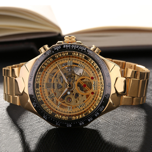 <span class=keywords><strong>Orologio</strong></span> Meccanico Automatico da <span class=keywords><strong>Uomo</strong></span> di Marca Famosa Winner, Quadrante Scheletrato alla Moda, <span class=keywords><strong>Orologio</strong></span> Analogico Sportivo Vintage in <span class=keywords><strong>Acciaio</strong></span> Dorato - Product Image 5