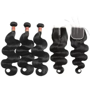 Fast Shipping 10A Grade Indian Human Hair Weave Extensions, Malaysian Virgin Cuticle Aligned Hair Bundles With Hair Closure