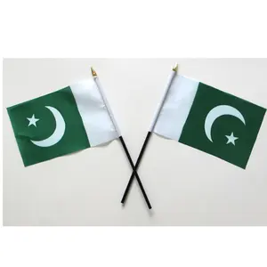 Cheap stock polyester pakistani hand flag