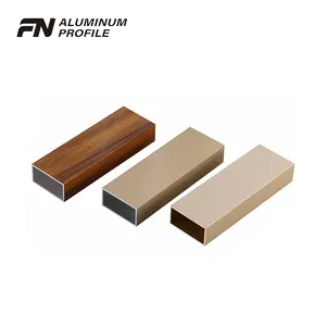 wood grain finish Electrophoretic oxidation aluminum square hollow profile tube for decoration