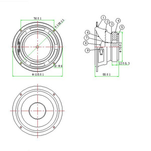 LS116W-5-R4 Speakers 116Mm <span class=keywords><strong>4.5</strong></span> Inch 15W 4ohm 7.75V Professionele Oem Odm Hoge Kwaliteit Metalen Thuis Theatre Subwoofers Speakers - Product Image 3