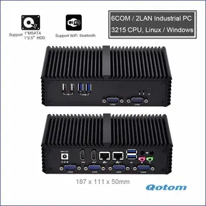 Qotom Linux Ubuntu Win10 Barebone Günstige Computer aus China Hersteller Industrial Mini Pc mit Rs232 2 Ethernet Thin Client