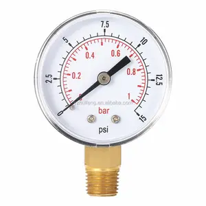 Manômetro hidráulico hf 50mm, medidor de pressão 0 ~ 15psi/1bar, com mini medidor de pressão