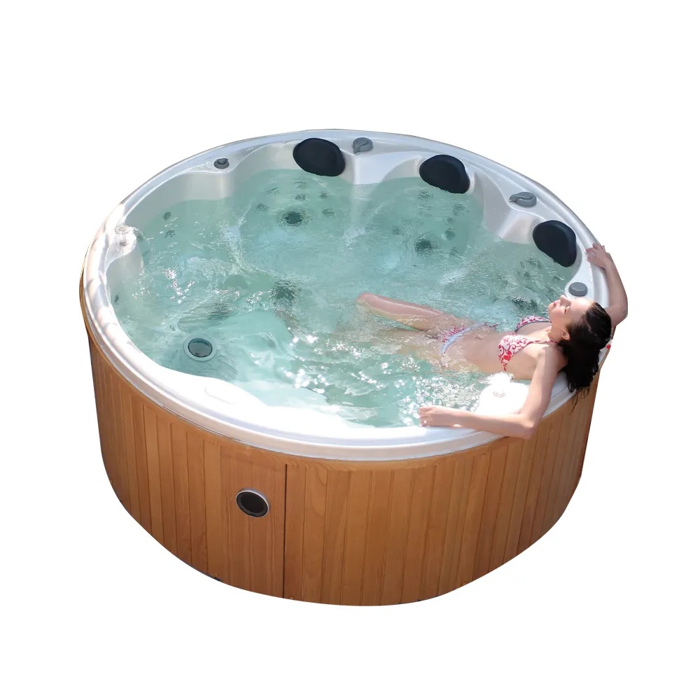 Baignoire chaude ronde en acrylique, diamètre de 2.24 m, massage à bulles, spa, piscine pour la famille