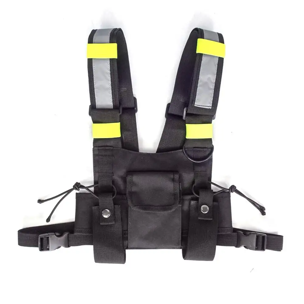 Fashion Walkie Talkie Chest Pocket Harness Bags Pack Reflective Strap Backpack Holster Two Way Radios Carry Case