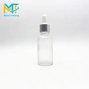 Custom cosmetic refillable empty clear frost essential oil glass dropper bottle 10ml