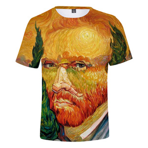 Camiseta informal de cuello redondo de Hip Hop de verano, tela de punto con impresión Digital, Camiseta con estampado de letras <span class=keywords><strong>Vincent</strong></span> Van Gogh - Product Image 4