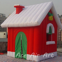 Tente gonflable de décoration de cour extérieure de maison de Père Noël Grotte de Père Noël gonflable Maison de Noël gonflable pour décorations de Noël