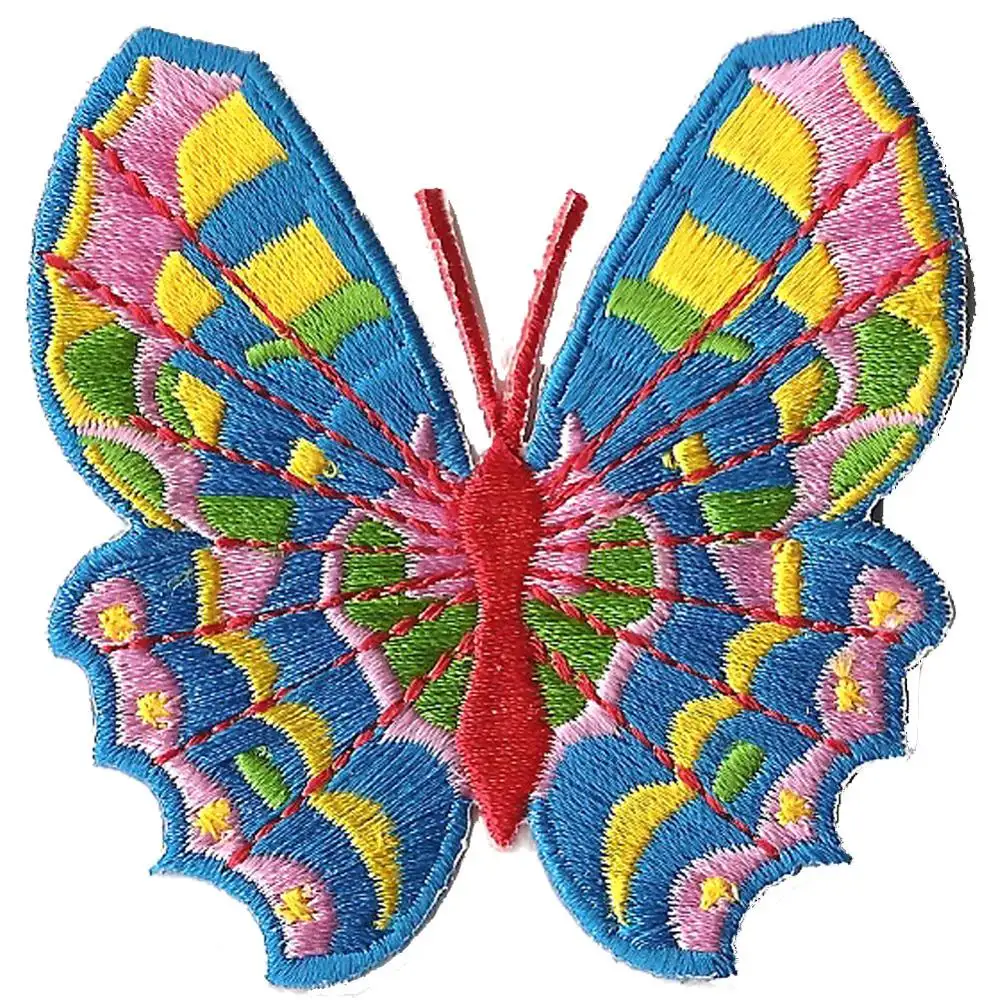 Venta caliente flor y mariposa de dibujos animados de 3D parches de bordado