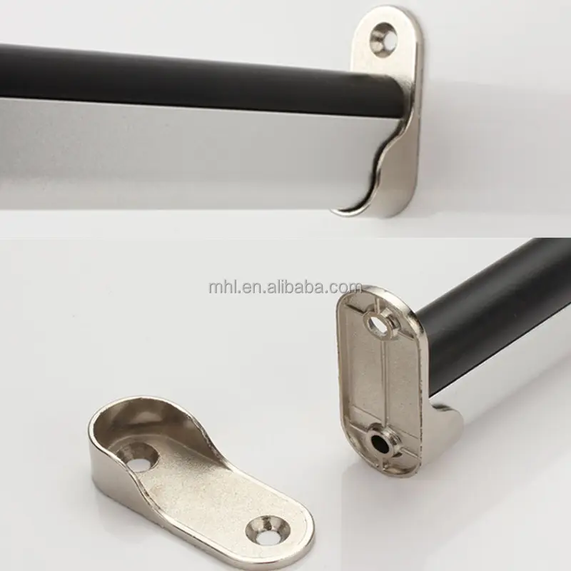 Gute Qualität Zink legierung Metall Rod Flansch Kleider schrank Zubehör Oval Tube Flansch Kleider schrank Rob Holder